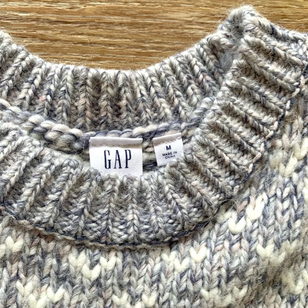 GAP Chunky Fair Isle Crew Neck Sweater Womens Medium Oversized with Alpaca Wool - Picture 9 of 14